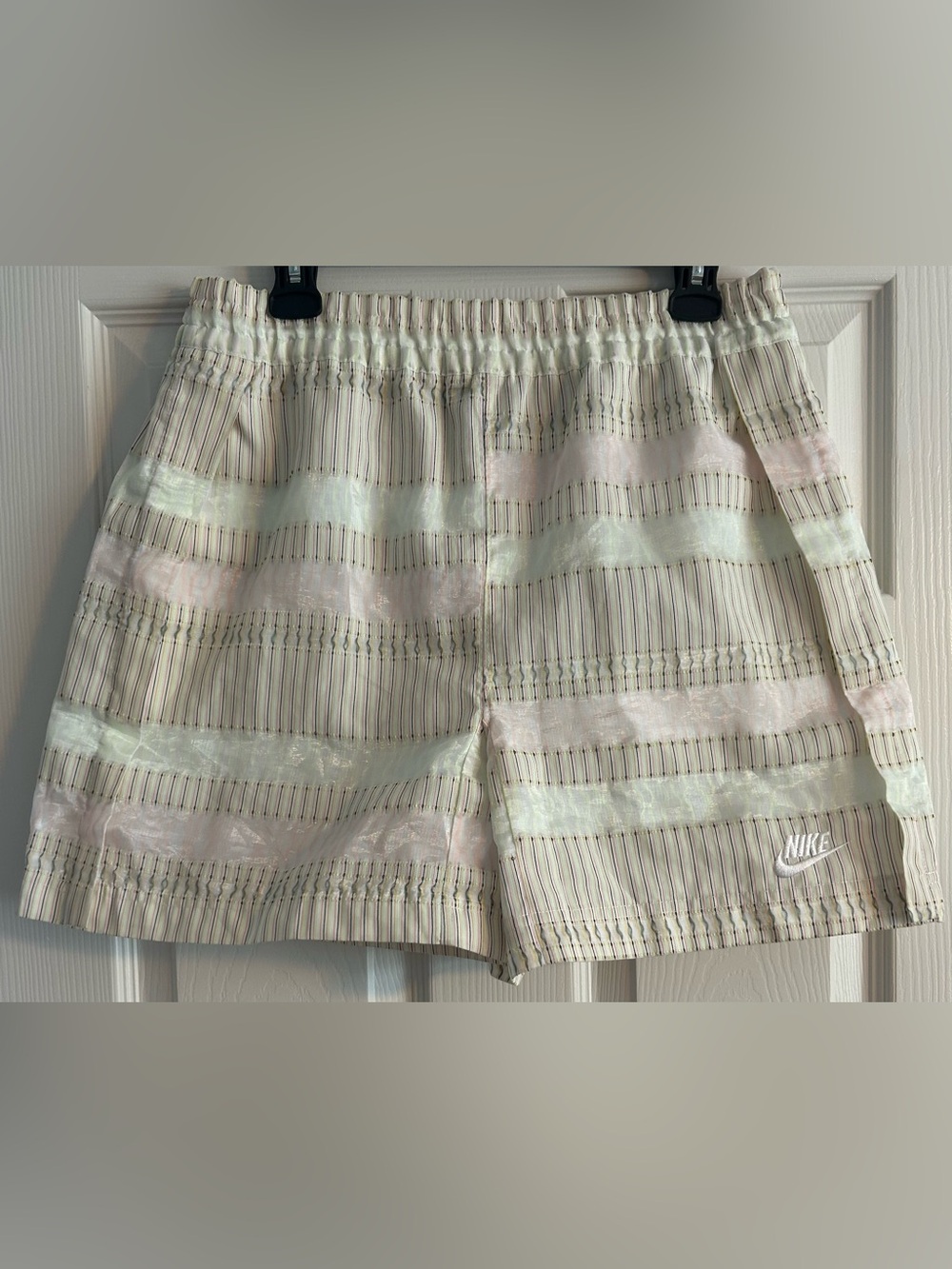 Nike Earth Day Women’s White/Pastel Stripe Athletic Shorts - Medium